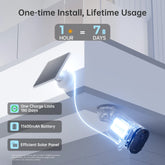 B220 Solar Security Camera: 11600mAh Battery and Efficient Solar Panel for 180 Days of Usage per Charge